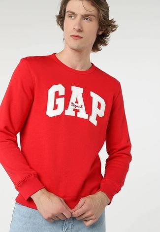 Blusa de Moletom GAP Logo Vermelha - Compre Agora