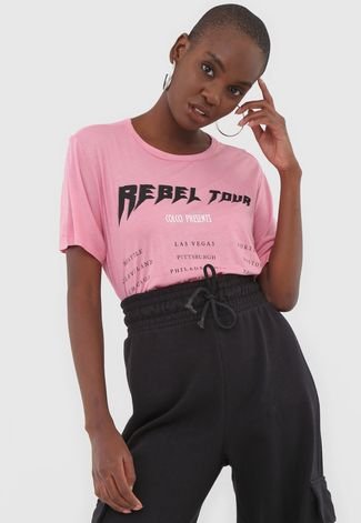 Camiseta Colcci Rebel Rosa
