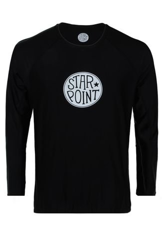 Camiseta Manga Longa Star Point Recorte Logo Preta