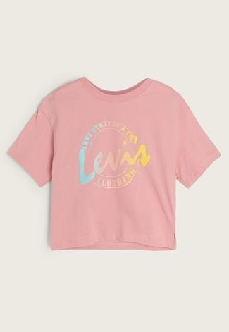 Camiseta Infantil Levis Logo Rosa