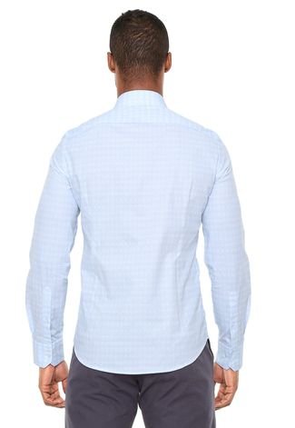 Camisa Aramis Manga Longa Slim Fit Losangos Azul/Branca