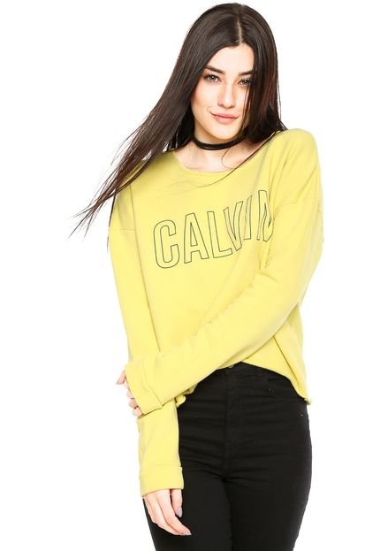 Moletom Calvin Klein Jeans Amplo Amarelo - Marca Calvin Klein Jeans