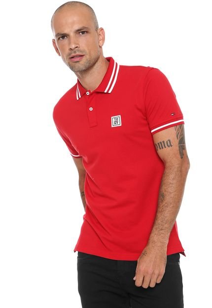 Camisa Polo Tommy Hilfiger Reta Badge Vermelha - Marca Tommy Hilfiger