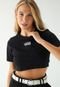 Camiseta Cropped Vans Ajustada Bordado Preta - Marca Vans