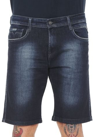 Bermuda Jeans Replay Reta Five Pocket Azul-marinho