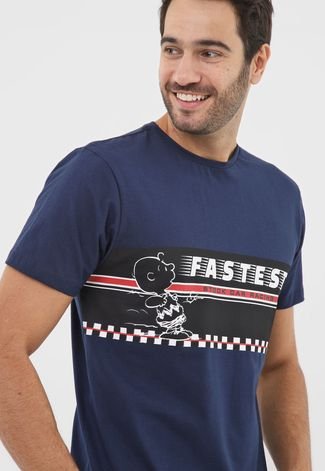 Camiseta Snoopy Fastest Azul-Marinho