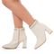 Bota Feminina Cano Curto Salto Alto Bico Quadrado Confortável Com Strass Off White - Marca Stessy Shoes