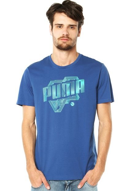 Camiseta Puma Ess Graphic Logo Azul - Marca Puma