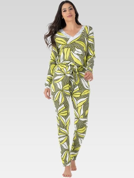 Pijama Feminino Longo Summer Soul Estampado Verde - Marca Summer Soul