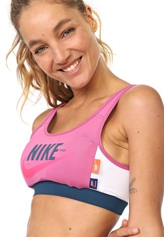 Top Nike Med Pad Icnclsh Bra Rosa - Compre Agora