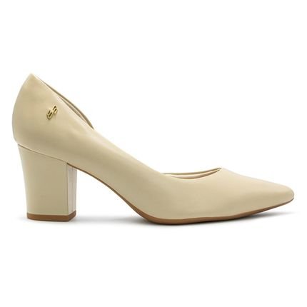 Scarpin Usaflex Feminino Em Couro Salto Bloco Bico Fino Detalhe Costura AL4105 - Marca Usaflex