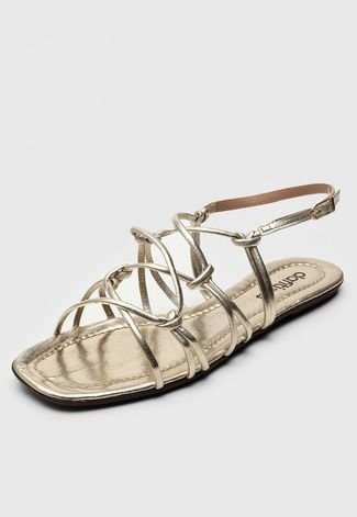 Rasteira DAFITI SHOES Metalizada Dourada - Compre Agora