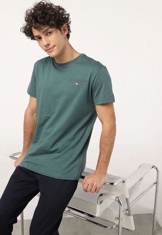 Camiseta Tommy Hilfiger Logo Verde - Compre Agora