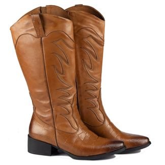 Bota Country Feminina Western Sandro Moscoloni Couro Valeska Tan