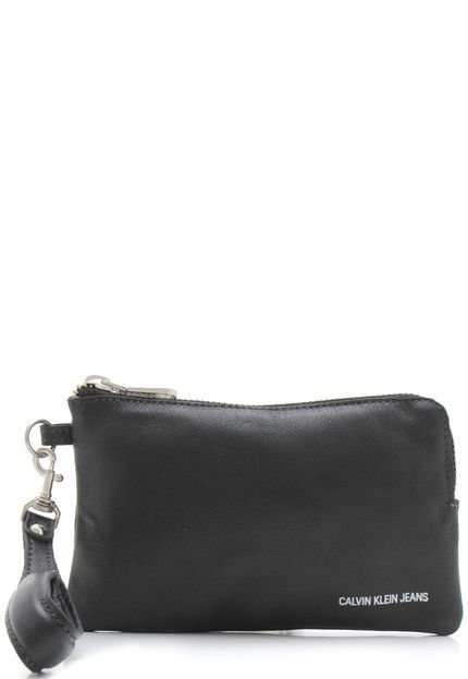 Necessaire Couro Calvin Klein Lettering Preta - Marca Calvin Klein