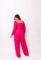 Conjunto Plus Size Liso com Calça Pantalona  Pink - Marca It Curves