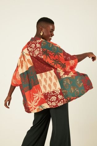 Kimono Camisa Colarinho - Estampa Patch Mix