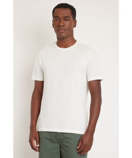 Camiseta Manga Curta Com Estampa Folhagem Off White - Marca Aramis