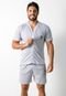 Pijama 4 Estações Masculino Adulto Com Botão Aberto Short Curto Verão Conforto Cinza - Marca 4 Estações