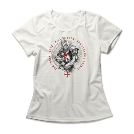 Camiseta Feminina Knight Templar - Off White - Marca Studio Geek 