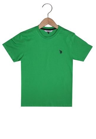 Camiseta U.S. Polo Manga Curta Menino Verde