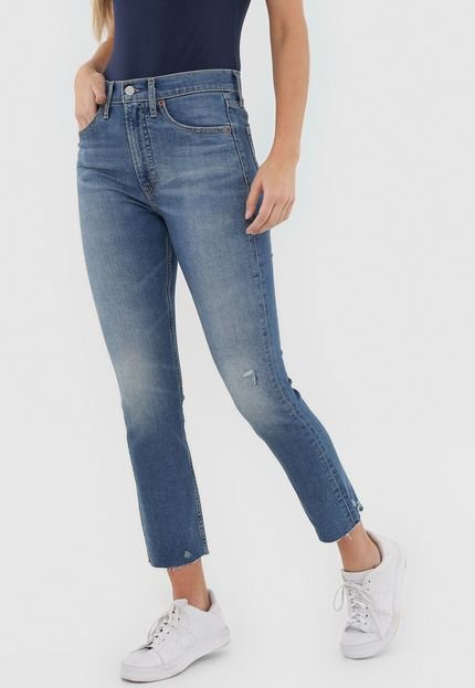 Calça Jeans GAP Reta Cropped Estonada Azul - Marca GAP