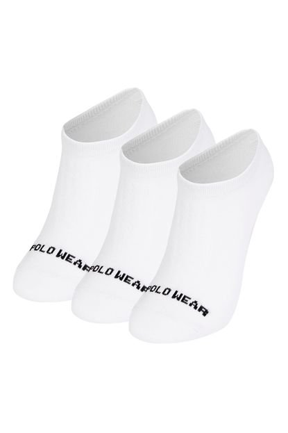Kit 3 Pares de Meias Masculinas Invisíveis Algodão Polo Wear Branco - Marca Polo Wear