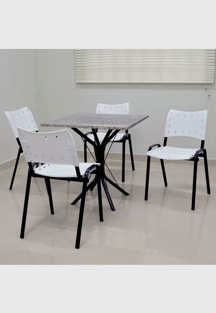 Conjunto Cozinha Sevilha 0,75 com Granito c/ 4 cadeiras Isomix AçoMix Preto - Marca Açomix
