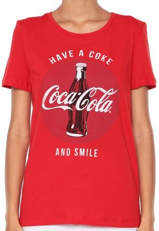 Camiseta Coca-Cola Jeans Reta Estampada Vermelha
