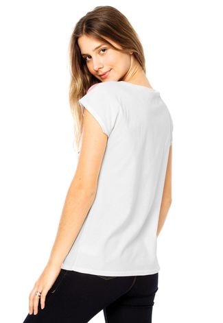 Camiseta Manga Curta Malwee Estampada Off-White