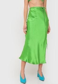 Falda Topshop Satin Tie Waist Verde - Calce Regular