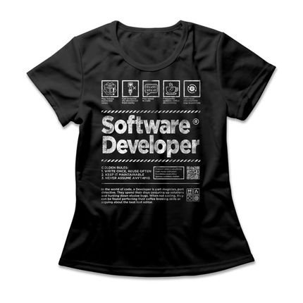 Camiseta Feminina Software Developer - Preto - Marca Studio Geek 