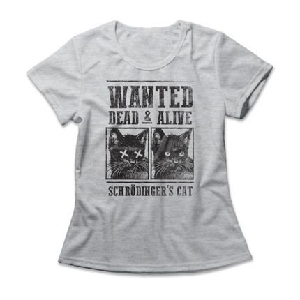 Camiseta Feminina Schrödinger's Cat - Mescla Cinza - Marca Studio Geek 