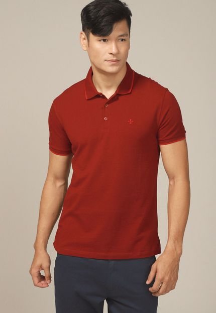 Camisa Polo Dudalina Reta Frisos Vermelha - Marca Dudalina