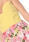 Vestido #MO Curto Estampado Amarelo/Rosa - Marca #MO