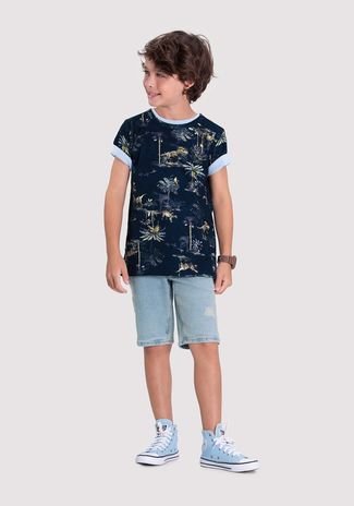 Camiseta Infantil Menino em Malha Estampada