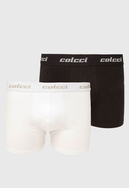 Kit 2pçs Cuecas Boxer Colcci Cotton Branca/Preta - Marca Colcci