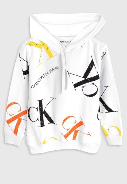 Blusa de Moletom Calvin Klein Kids Infantil Logo Branco - Marca Calvin Klein Kids