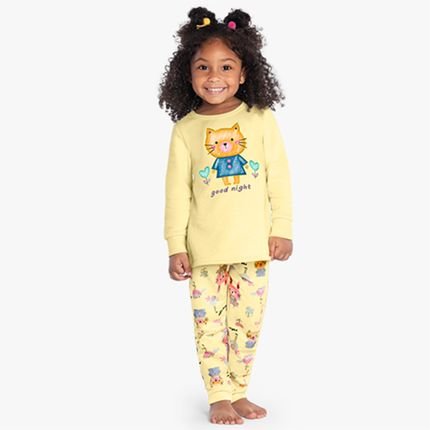 Pijama Brilha no Escuro Infantil Menina Kyly Amarelo - Marca Kyly