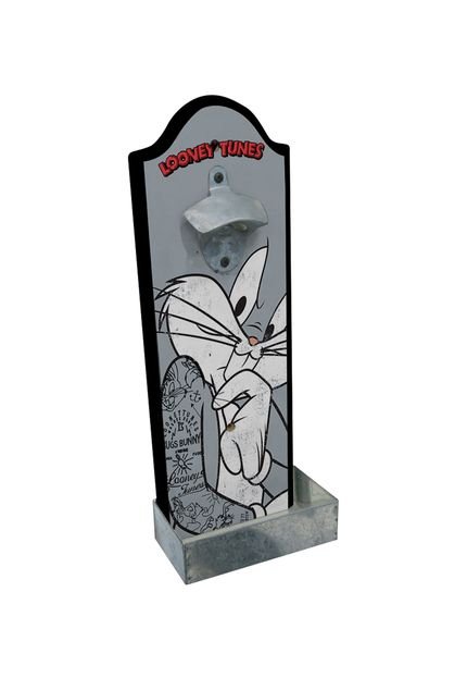 Abridor de Garrafa Urban Looney Tunes Madeira Bugs Bunny Concerne 14x7x36cm Cinza - Marca Urban