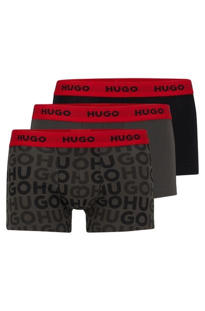 Roupa íntima HUGO Conjunto Com 3 Cuecas Boxer Cinza - Marca HUGO