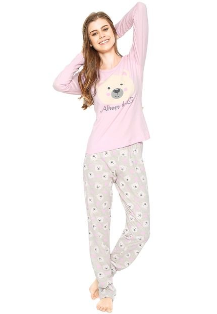 Pijama Mensageiro dos Sonhos Abraço de Mãe Rosa/Cinza - Marca Mensageiro dos Sonhos