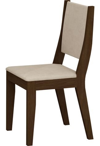 Conjunto de 2 Cadeiras Isis Castor Veludo Creme Marrom Mobillare Movelaria