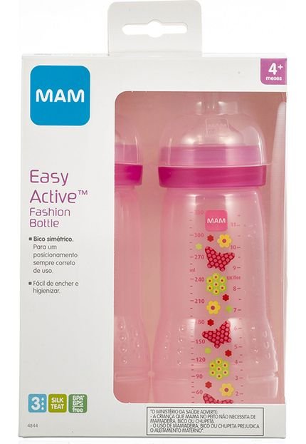 Mamadeira Easy Active  4  Meses Mam - 330Ml Meninas - Embalagem Dupla - Marca MAM
