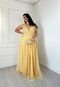 Vestido Longo de Festa Plus Size Curvy Micro tule com Brilho Renda Lyanne Amarelo - Marca Cia do Vestido