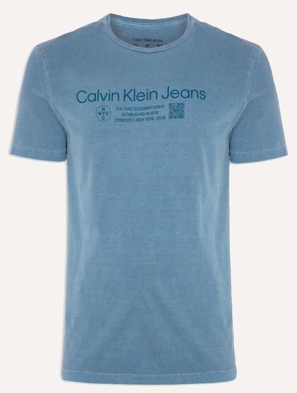 Camiseta Calvin Klein Jeans Masculina Logo QR Code Pigmento Azul Médio - Marca Calvin Klein