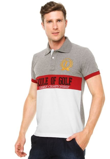 Camisa Polo Local Rule Of Golf Cinza/Branca - Marca Local