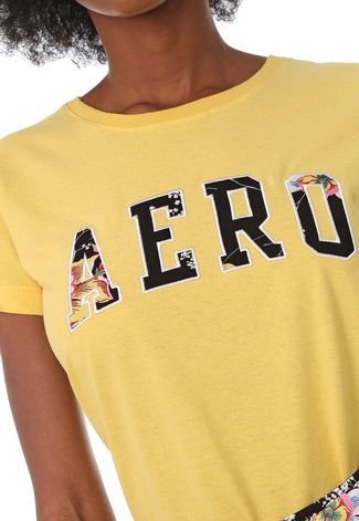 Camiseta Aeropostale Bordada Amarela