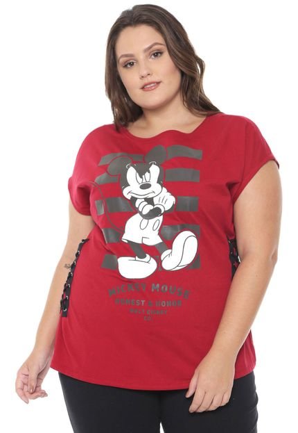 Blusa Cativa Disney Plus Mickey Detalhe Lace Up Vermelha - Marca Cativa Disney Plus