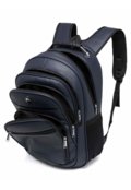 Mochila Ferrazzi Azul Escuro Trabalho Executiva Masculina Sintético Espaçosa 4 Bolsos Entrada USB - Marca Ferrazzi